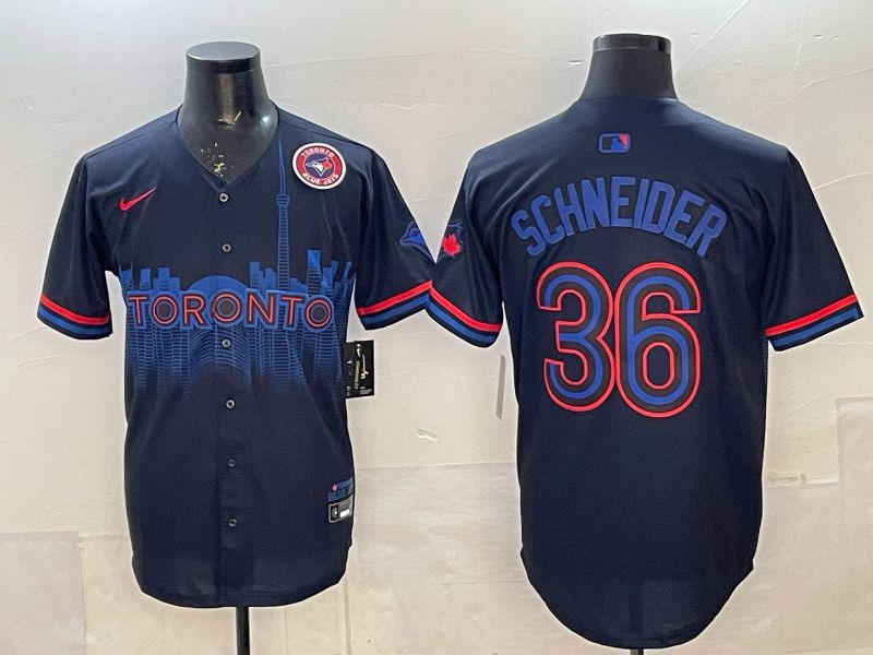 Men 2025 Nike Toronto Blue Jays #36 Schneider Blue Game MLB Jersey 01